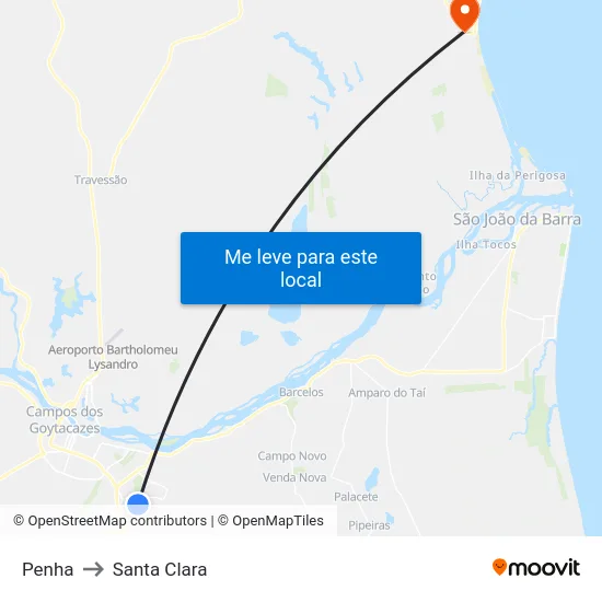 Penha to Santa Clara map
