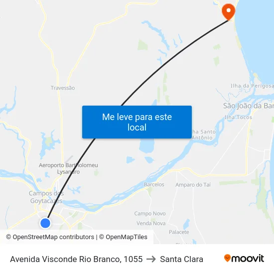 Avenida Visconde Rio Branco, 1055 to Santa Clara map