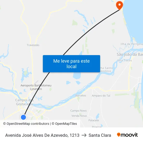 Avenida José Alves De Azevedo, 1213 to Santa Clara map