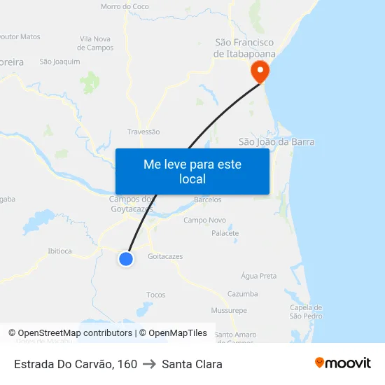 Estrada Do Carvão, 160 to Santa Clara map
