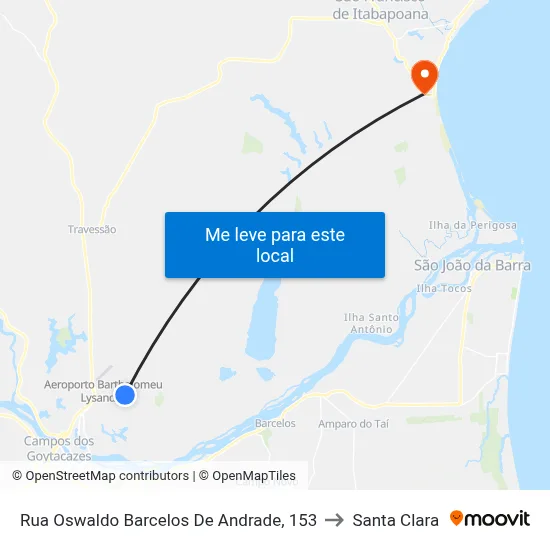 Rua Oswaldo Barcelos De Andrade, 153 to Santa Clara map