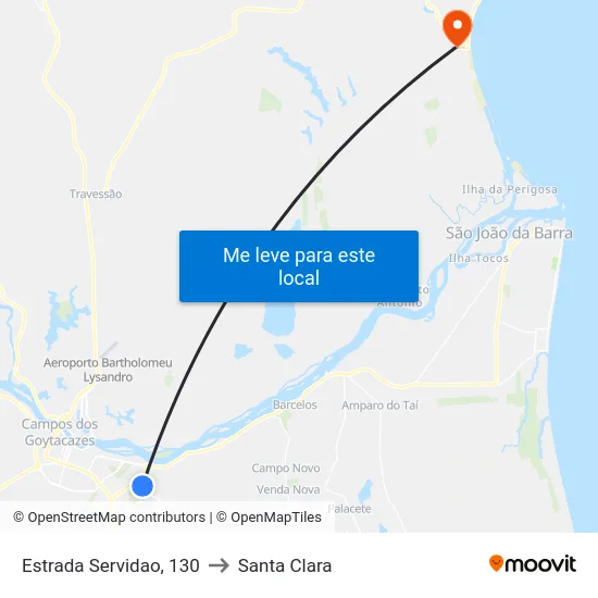 Estrada Servidao, 130 to Santa Clara map
