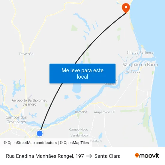 Rua Enedina Manhães Rangel, 197 to Santa Clara map