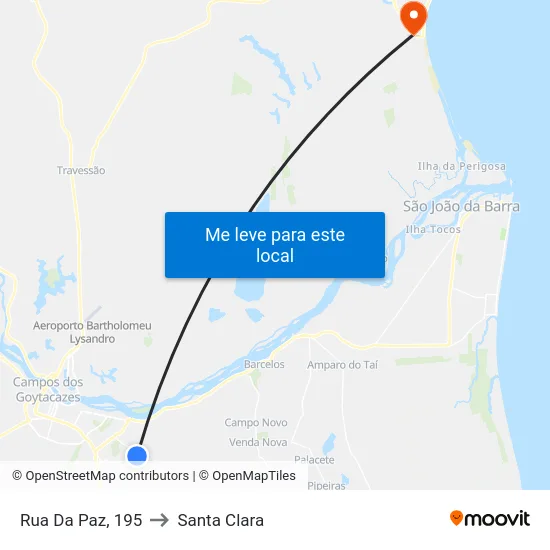 Rua Da Paz, 195 to Santa Clara map