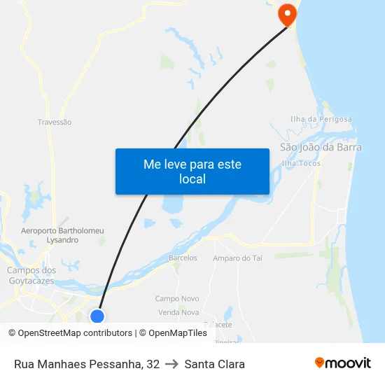 Rua Manhaes Pessanha, 32 to Santa Clara map