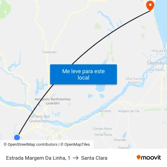 Estrada Margem Da Linha, 1 to Santa Clara map
