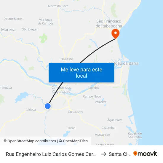 Rua Engenheiro Luiz Carlos Gomes Carvalho, 25 to Santa Clara map