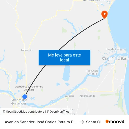 Avenida Senador José Carlos Pereira Pinto, 820 to Santa Clara map