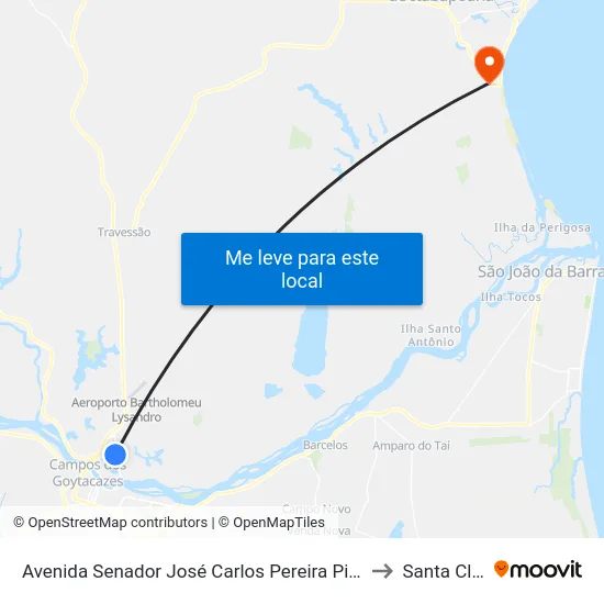 Avenida Senador José Carlos Pereira Pinto, 610 to Santa Clara map