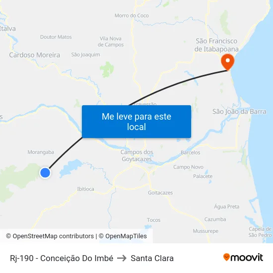 Rj-190 - Conceição Do Imbé to Santa Clara map