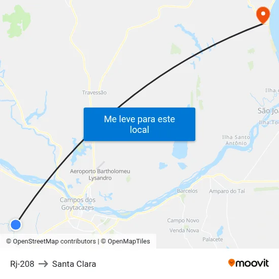 Rj-208 to Santa Clara map
