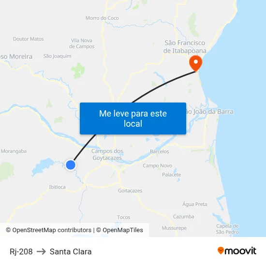 Rj-208 to Santa Clara map