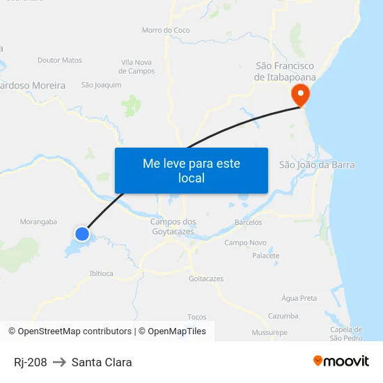 Rj-208 to Santa Clara map