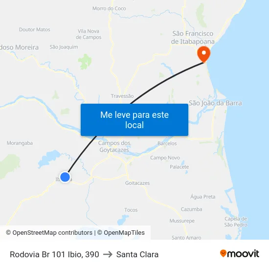 Rodovia Br 101 Ibio, 390 to Santa Clara map