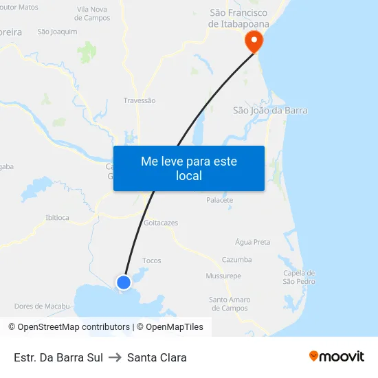 Estr. Da Barra Sul to Santa Clara map