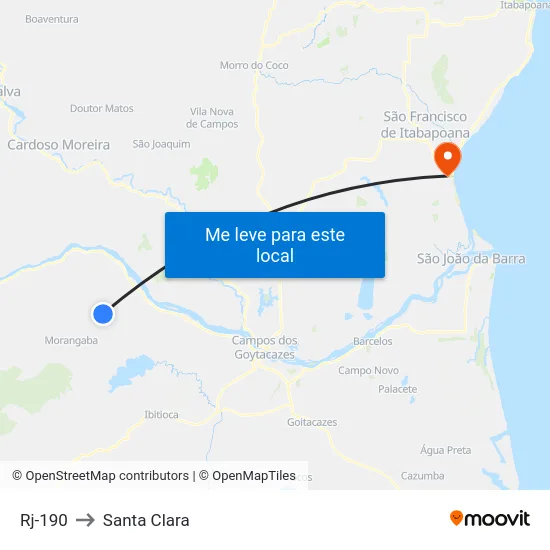 Rj-190 to Santa Clara map