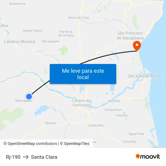 Rj-190 to Santa Clara map