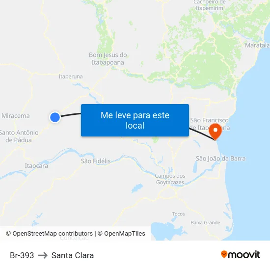 Br-393 to Santa Clara map