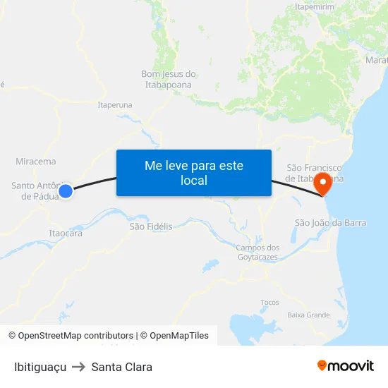 Ibitiguaçu to Santa Clara map