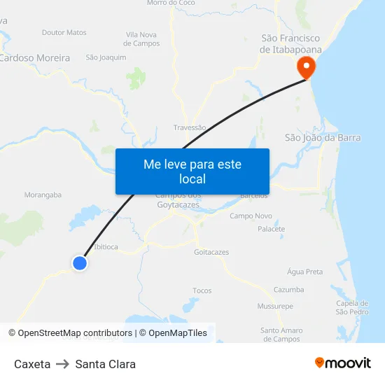 Caxeta to Santa Clara map