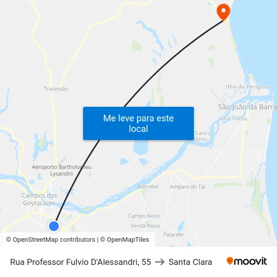 Rua Professor Fulvio D'Alessandri, 55 to Santa Clara map