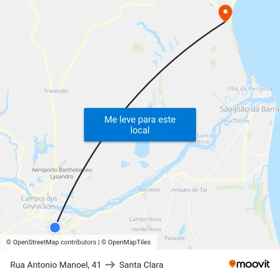 Rua Antonio Manoel, 41 to Santa Clara map