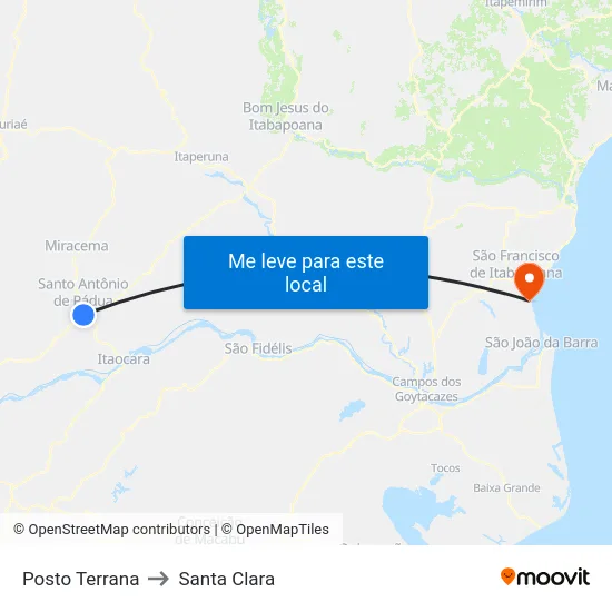 Posto Terrana to Santa Clara map