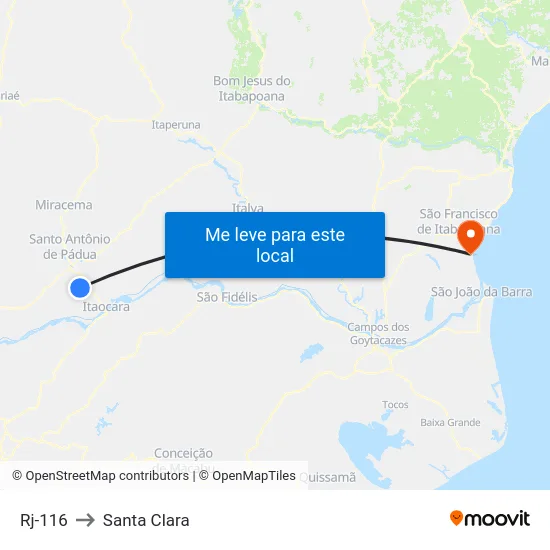 Rj-116 to Santa Clara map