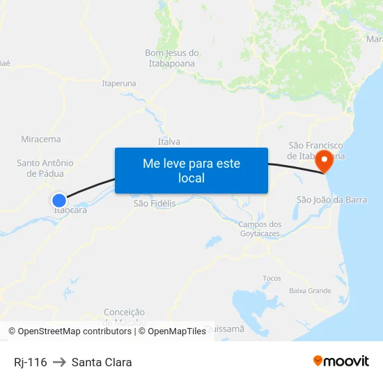 Rj-116 to Santa Clara map