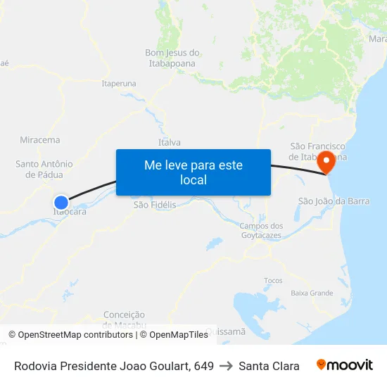 Rodovia Presidente Joao Goulart, 649 to Santa Clara map
