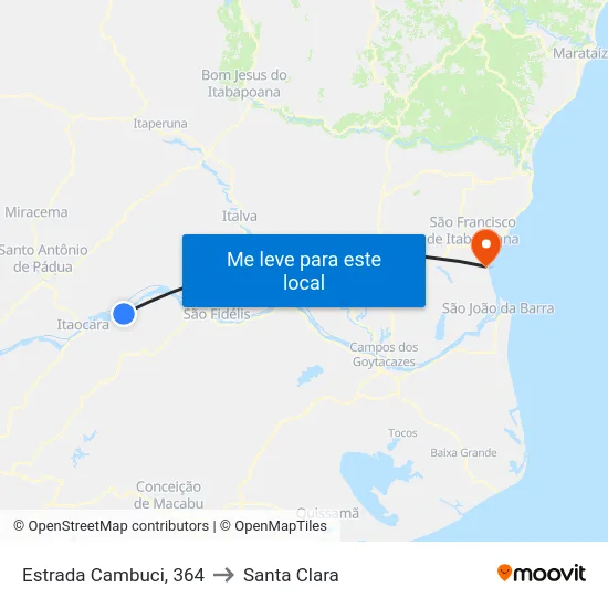 Estrada Cambuci, 364 to Santa Clara map