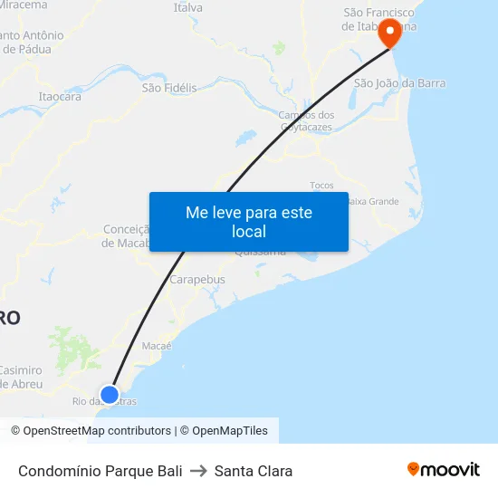 Condomínio Parque Bali to Santa Clara map
