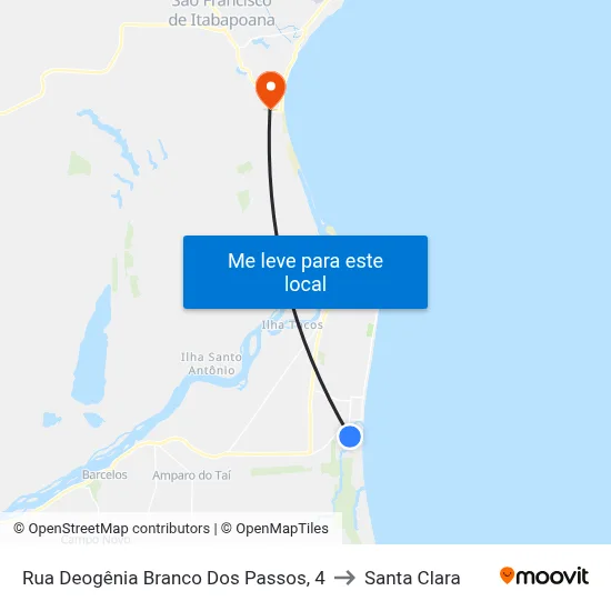 Rua Deogênia Branco Dos Passos, 4 to Santa Clara map