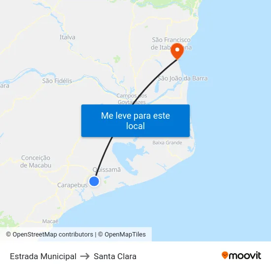 Estrada Municipal to Santa Clara map