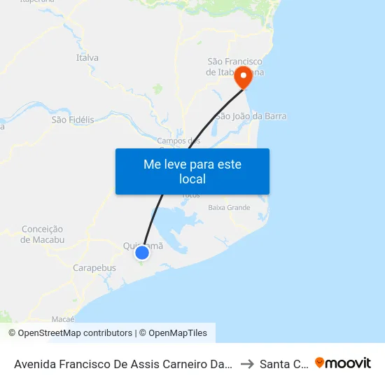 Avenida Francisco De Assis Carneiro Da Silva, 1184 to Santa Clara map