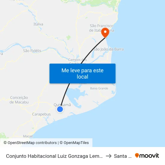 Conjunto Habitacional Luiz Gonzaga Lemos (Sentido Bairro) to Santa Clara map