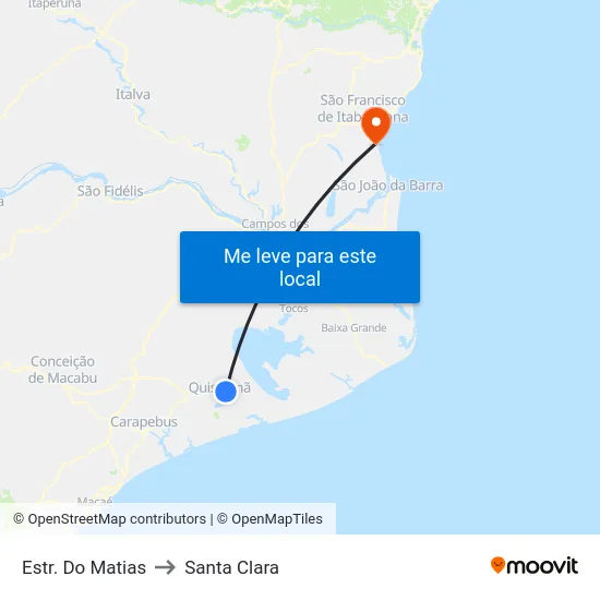 Estr. Do Matias to Santa Clara map