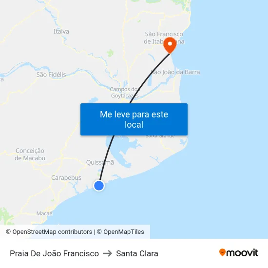 Praia De João Francisco to Santa Clara map