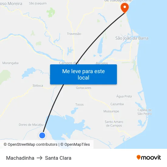 Machadinha to Santa Clara map
