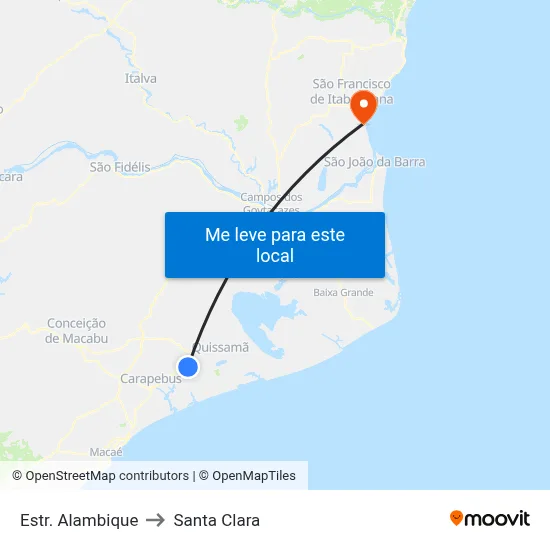 Estr. Alambique to Santa Clara map