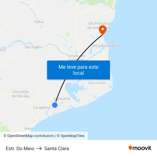 Estr. Do Meio to Santa Clara map