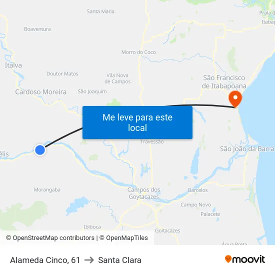 Alameda Cinco, 61 to Santa Clara map