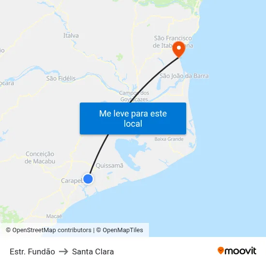 Estr. Fundão to Santa Clara map