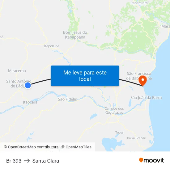 Br-393 to Santa Clara map