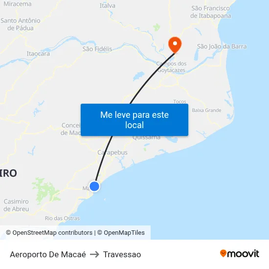 Aeroporto De Macaé to Travessao map