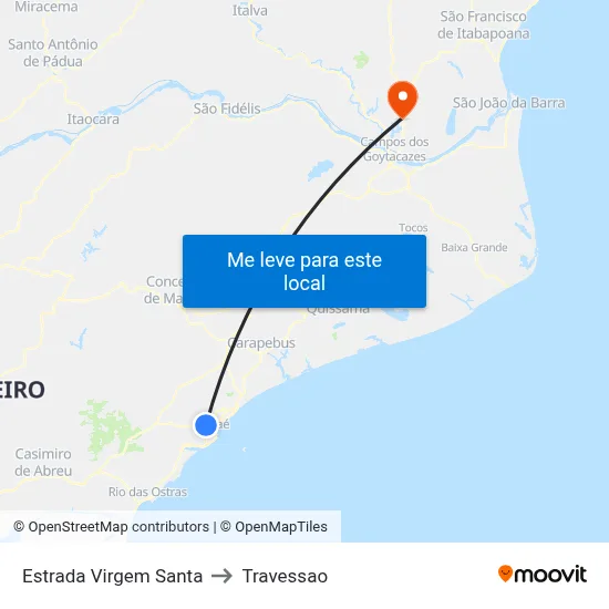 Estrada Virgem Santa to Travessao map