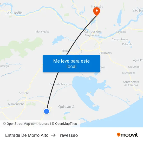 Entrada De Morro Alto to Travessao map