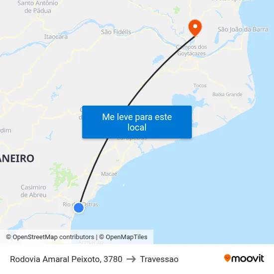 Rodovia Amaral Peixoto, 3780 to Travessao map