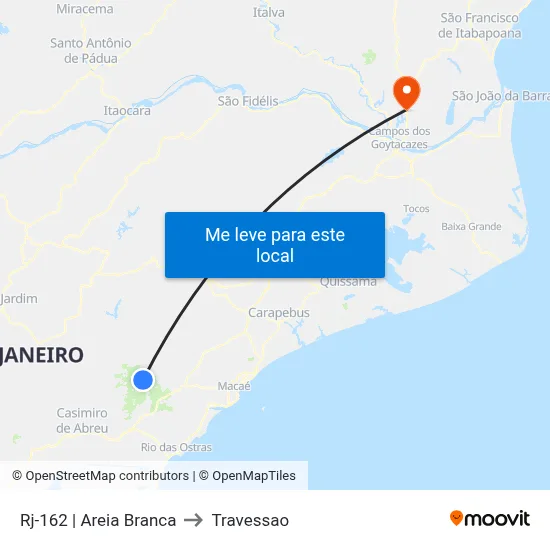 Rj-162 | Areia Branca to Travessao map