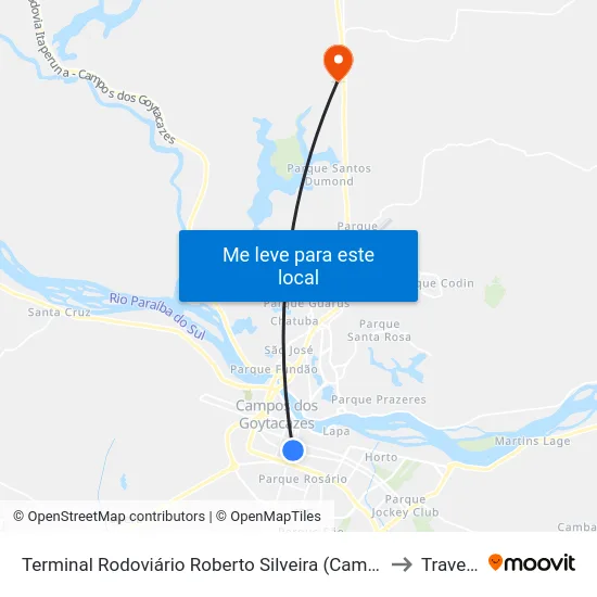 Terminal Rodoviário Roberto Silveira (Campos Dos Goytacazes) to Travessao map